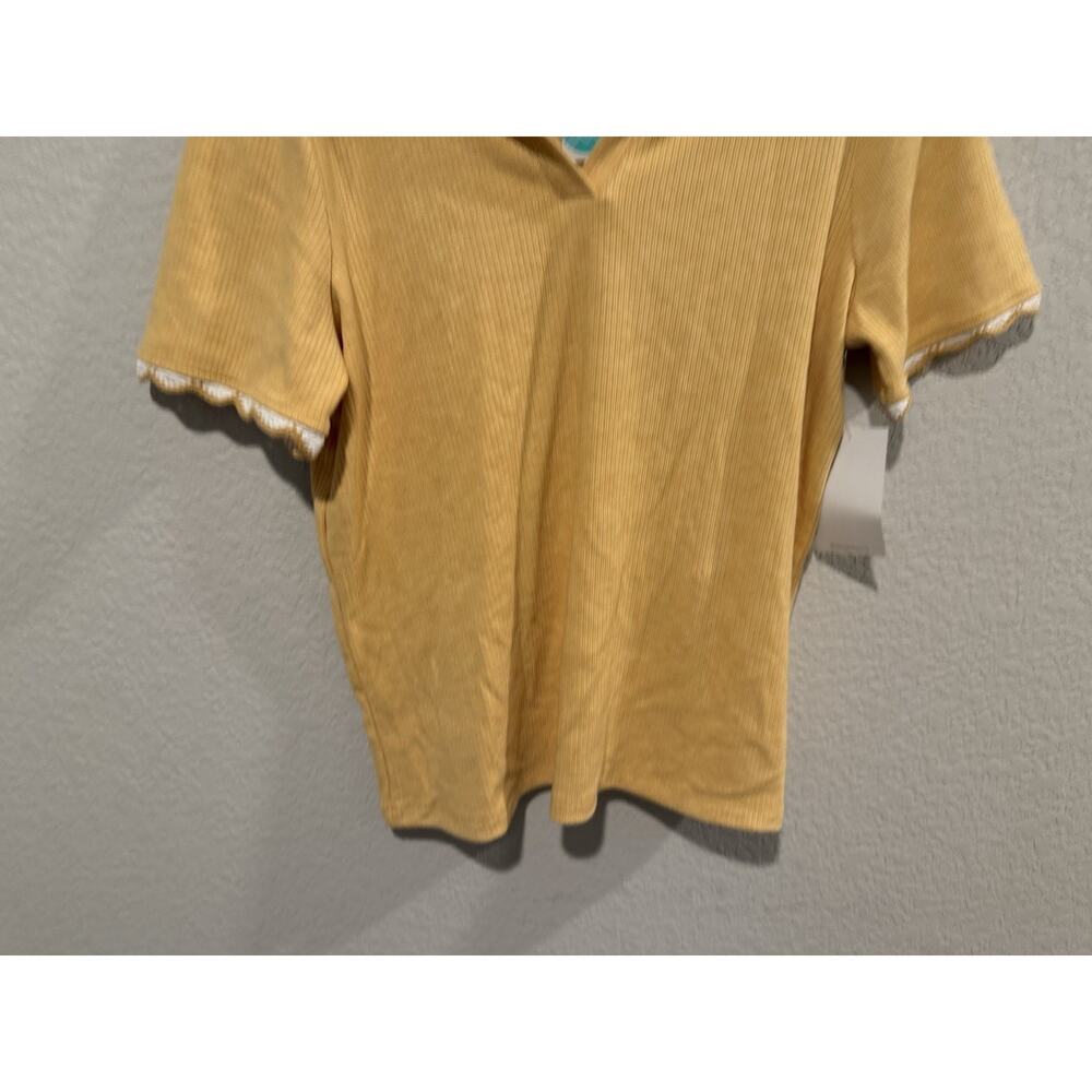 design history top Meem Embroidered Knit Collared Top Size Large Yellow NWT - Picture 4 of 10